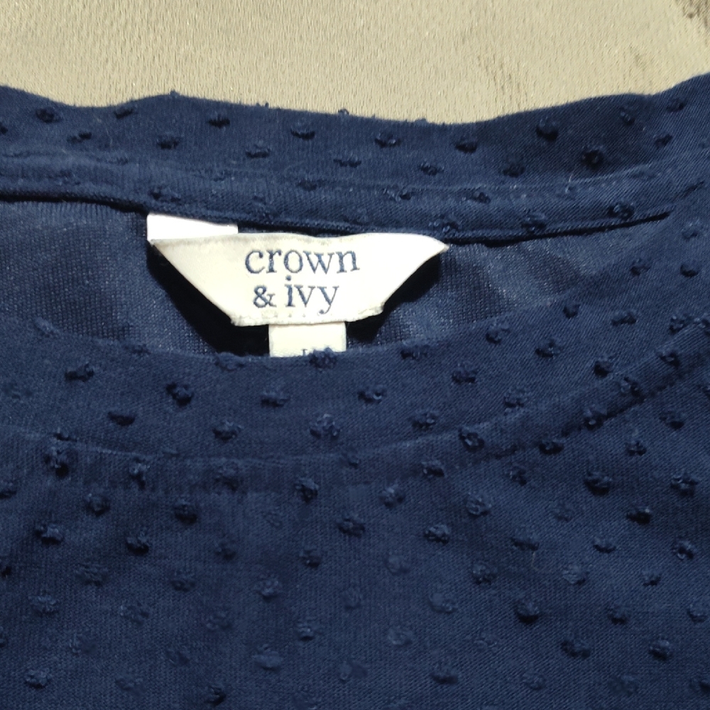 Crown & Ivy Deep Blue Textured Blouse